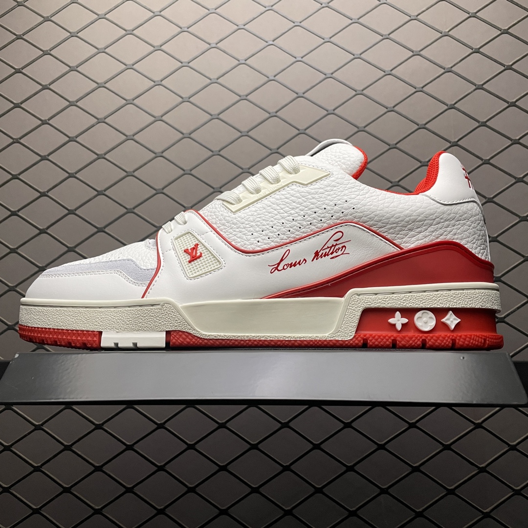 Replica Louis Vuitton Shoe Louis Vuitton LV Trainer Size 35-45 WhiteRed