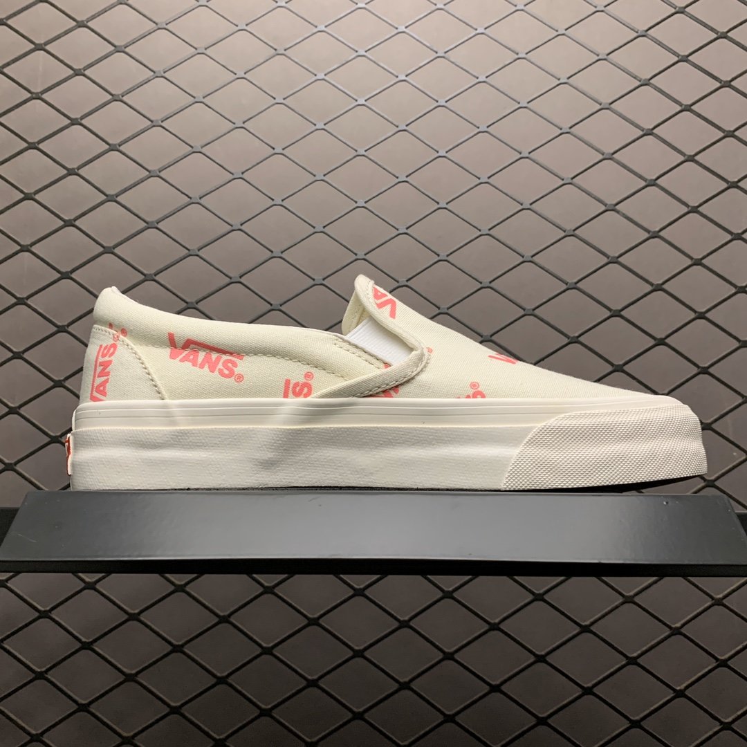 Replica Vans Shoe Vans Slip-On White Pink Logo Size 35-44