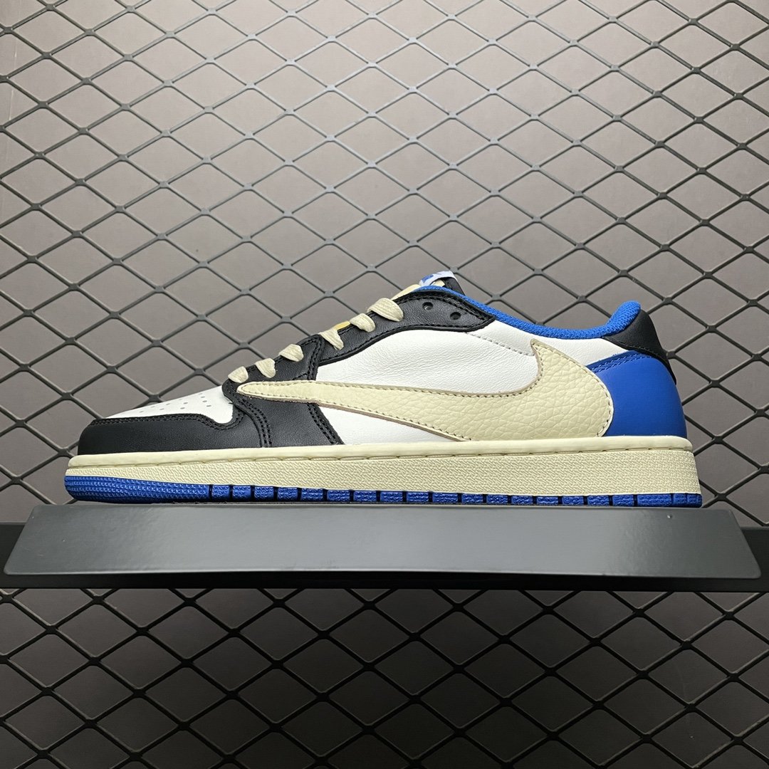 Replica Travis Scott Shoe Fragment x Travis Scott x Air Jordan 1Military BlueAJ1 DM78